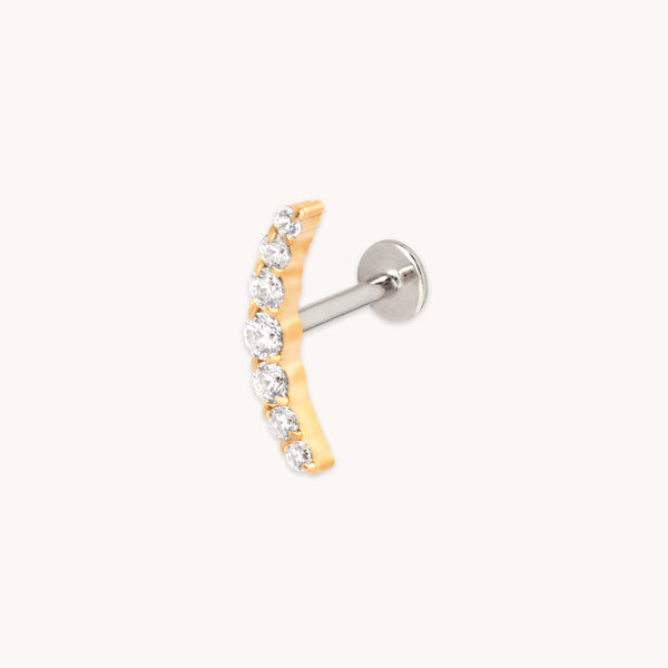 astrid & miyu Curved Crystal Titanium Piercing Stud in Gold