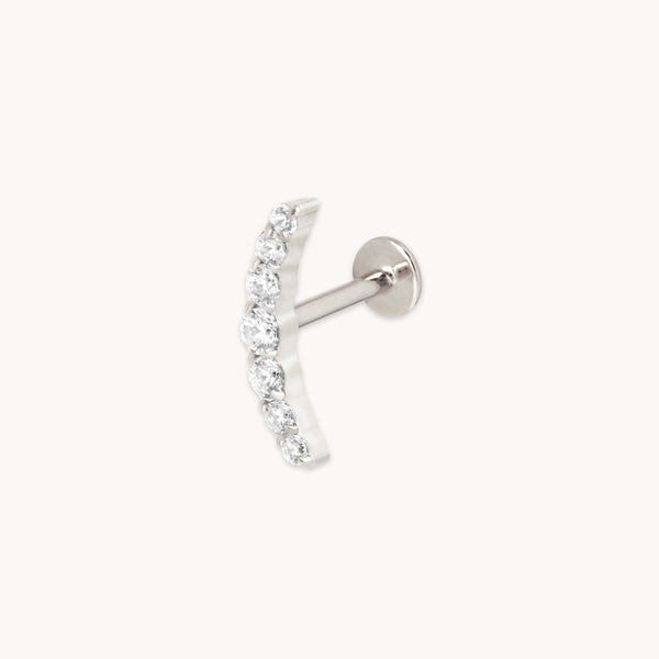astrid & miyu Curved Crystal Titanium Piercing Stud in Platinum