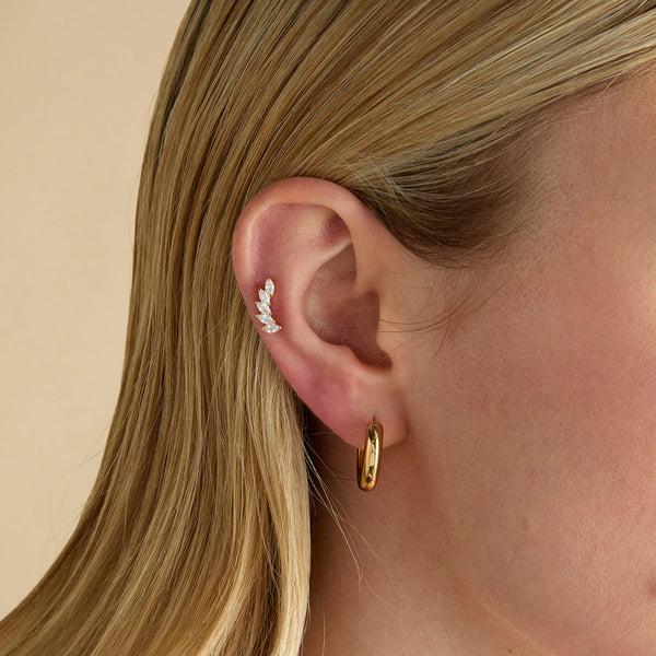 Astrid & Miyu Curved Marquise Titanium Piercing Stud In Gold