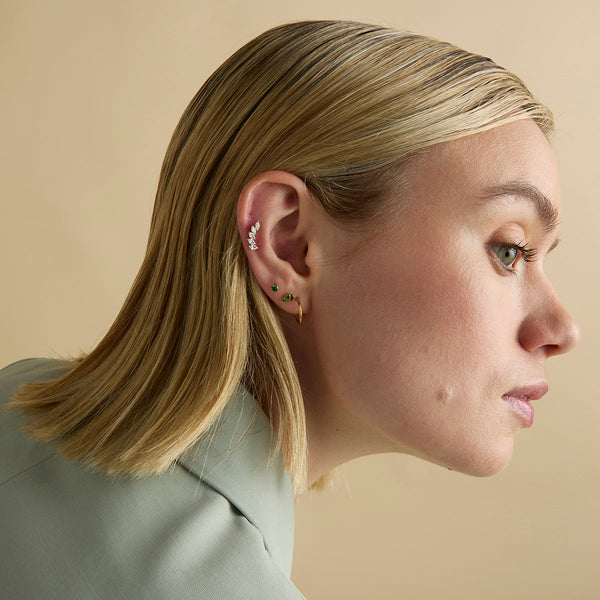 Astrid & Miyu Curved Marquise Titanium Piercing Stud In Gold