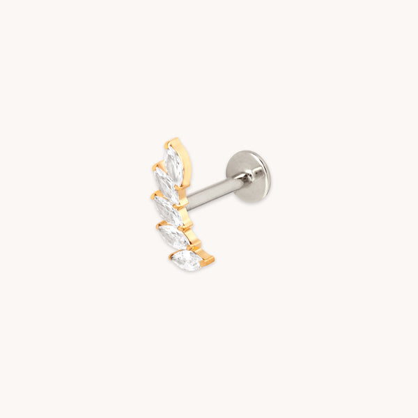 astrid & miyu Curved Marquise Titanium Piercing Stud in Gold