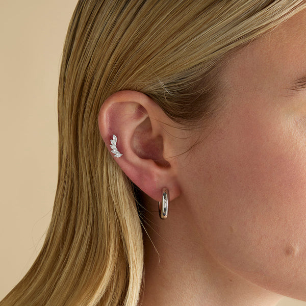 Astrid & Miyu Curved Marquise Titanium Piercing Stud In Platinum