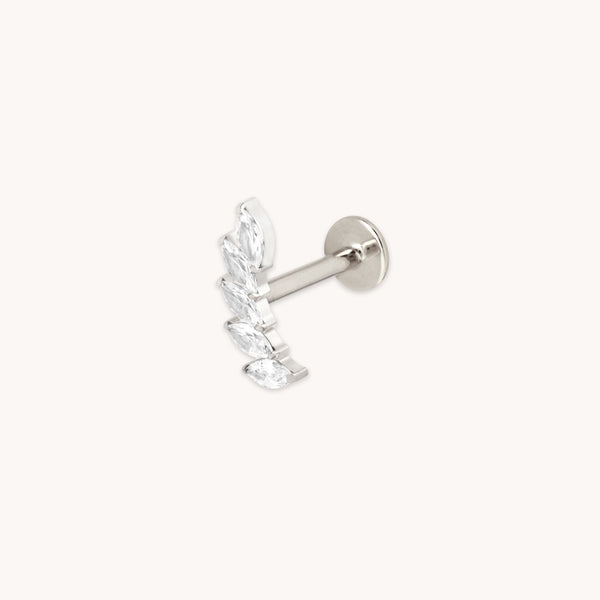 astrid & miyu Curved Marquise Titanium Piercing Stud in Platinum