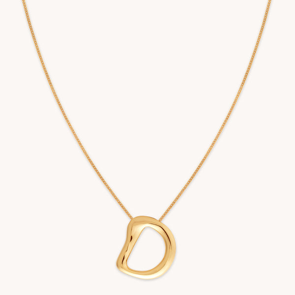 astrid & miyu D Initial Bold Pendant Necklace in Gold