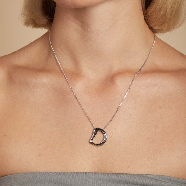 Astrid & Miyu D Initial Bold Pendant Necklace In Silver