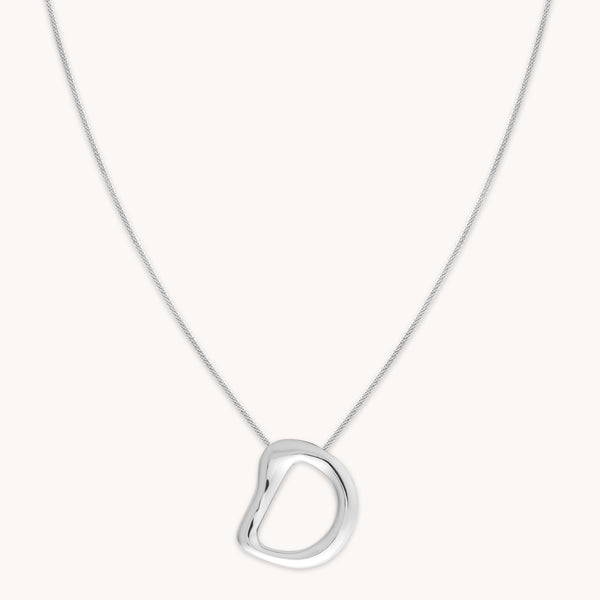 astrid & miyu D Initial Bold Pendant Necklace in Silver
