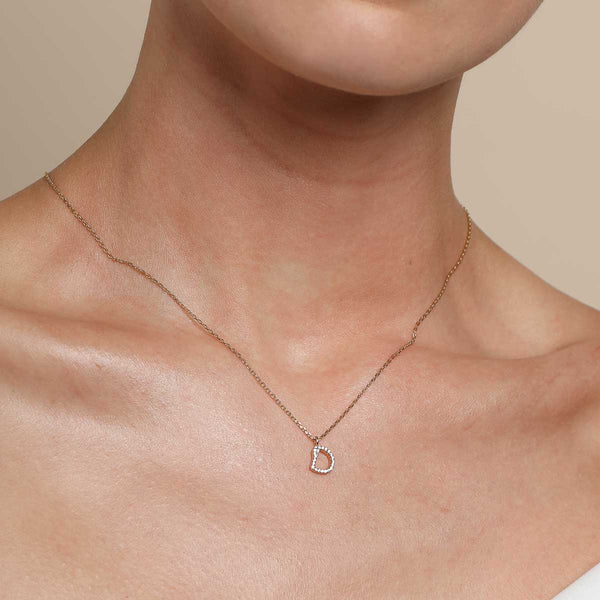Astrid & Miyu D Initial Pavé Pendant Necklace In Gold