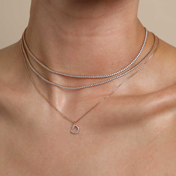 Astrid & Miyu D Initial Pavé Pendant Necklace In Gold