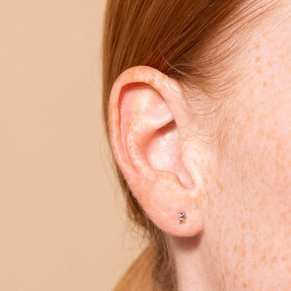 Astrid & Miyu December Tanzanite Birthstone Earrings In Solid Gold