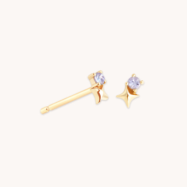 astrid & miyu December Tanzanite Birthstone Earrings in Solid Gold
