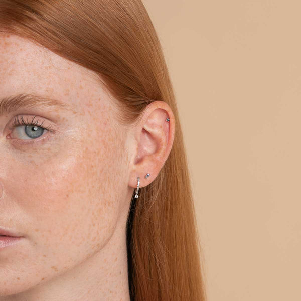 Astrid & Miyu December Tanzanite Birthstone Earrings In Solid White Gold