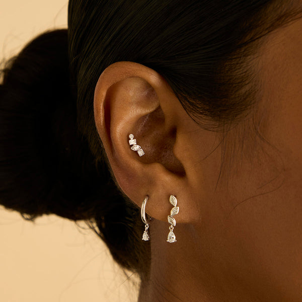 Astrid & Miyu Diamond Charm Huggies In Solid White Gold