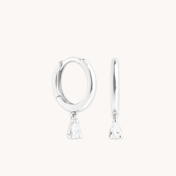 astrid & miyu Diamond Charm Huggies in Solid White Gold