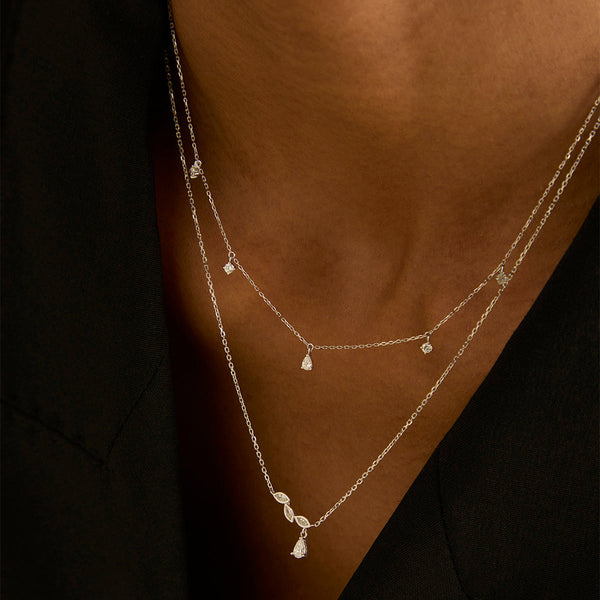 Astrid & Miyu Diamond Charm Necklace In Solid White Gold