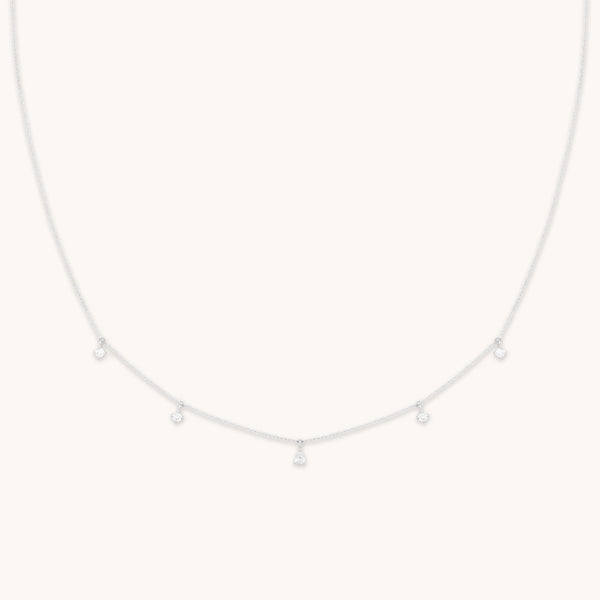 astrid & miyu Diamond Charm Necklace in Solid White Gold