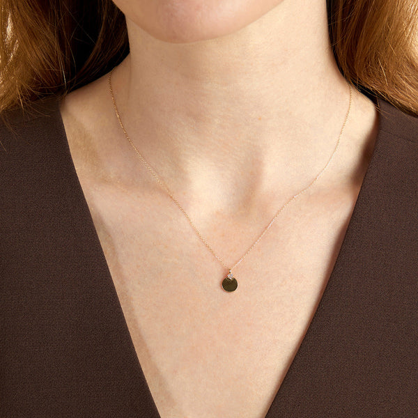 Astrid & Miyu Diamond Coin Pendant Necklace In Solid Gold