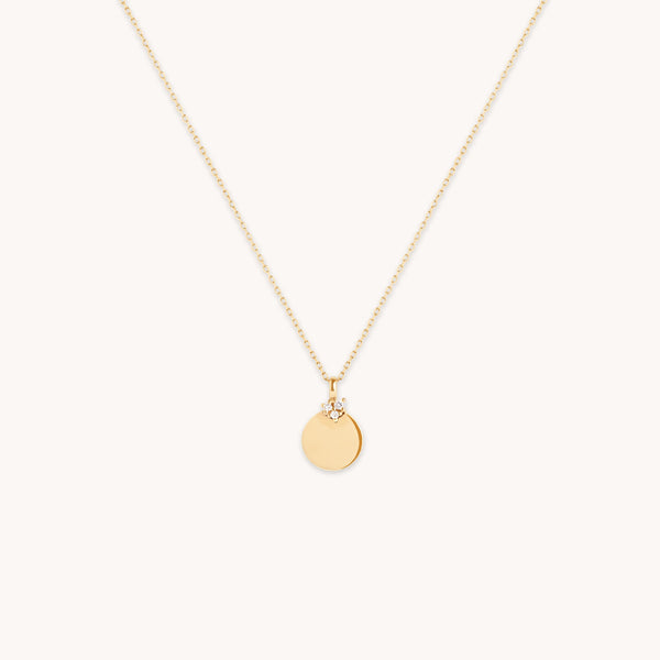 astrid & miyu Diamond Coin Pendant Necklace in Solid Gold