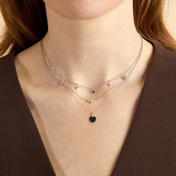 Astrid & Miyu Diamond Coin Pendant Necklace In Solid White Gold