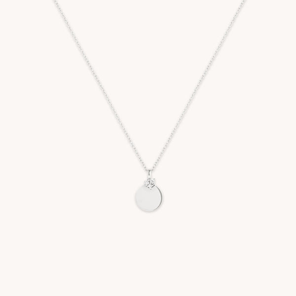astrid & miyu Diamond Coin Pendant Necklace in Solid White Gold