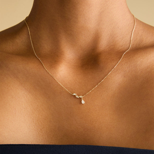 Astrid & Miyu Diamond Marquise Drop Pendant Necklace In Solid Gold