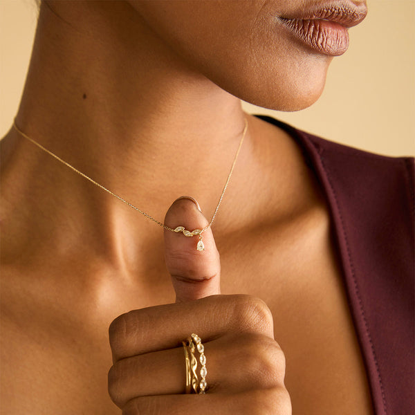 Astrid & Miyu Diamond Marquise Drop Pendant Necklace In Solid Gold