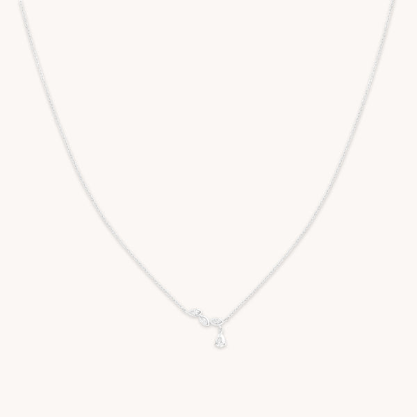 astrid & miyu Diamond Marquise Drop Pendant Necklace in Solid White Gold