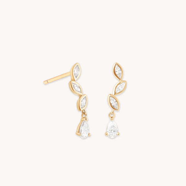 astrid & miyu Diamond Marquise Drop Studs in Solid Gold