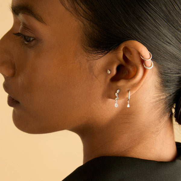 Astrid & Miyu Diamond Marquise Drop Studs In Solid White Gold