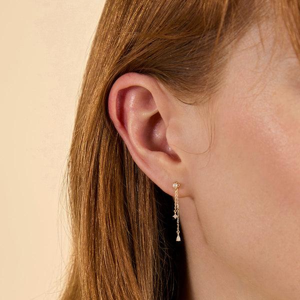 Astrid & Miyu Diamond & Pearl Chain Studs In Solid Gold