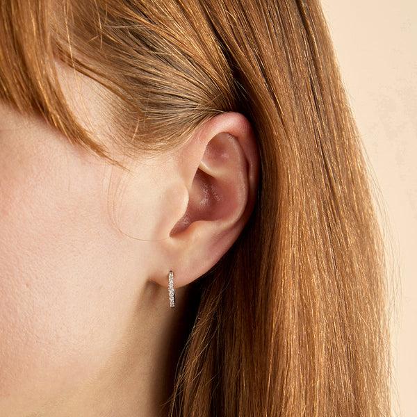 Astrid & Miyu Diamond & Pearl Charm Huggies In Solid White Gold