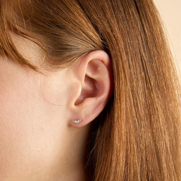 Astrid & Miyu Diamond & Pearl Climber Studs In Solid Gold