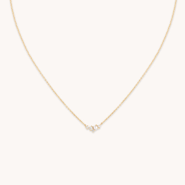 astrid & miyu Diamond & Pearl Pendant Necklace in Solid Gold