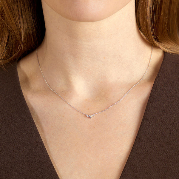 Astrid & Miyu Diamond & Pearl Pendant Necklace In Solid White Gold