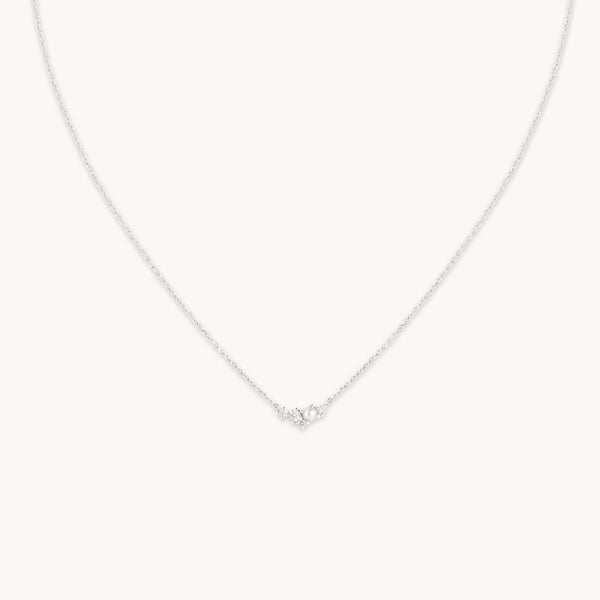 astrid & miyu Diamond & Pearl Pendant Necklace in Solid White Gold