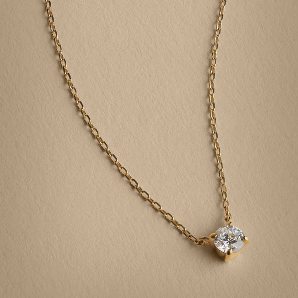 Astrid & Miyu Diamond Solitaire Pendant Necklace In Solid Gold