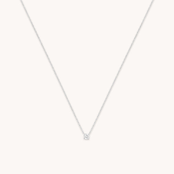 astrid & miyu Diamond Solitaire Pendant Necklace in Solid White Gold