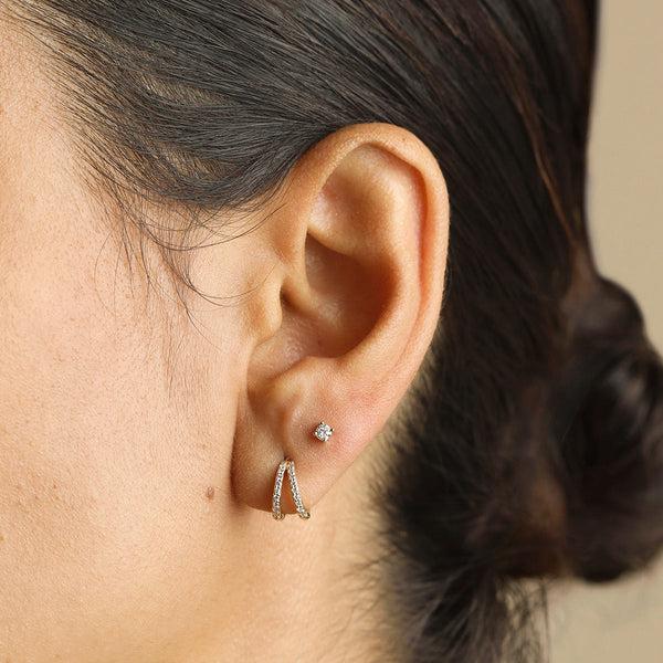 Astrid & Miyu Diamond Solitaire Stud Earrings In Solid Gold