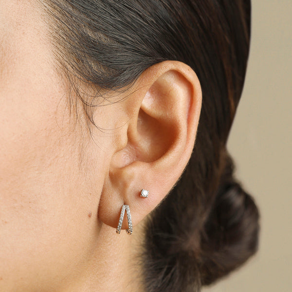 Astrid & Miyu Diamond Solitaire Stud Earrings In Solid White Gold