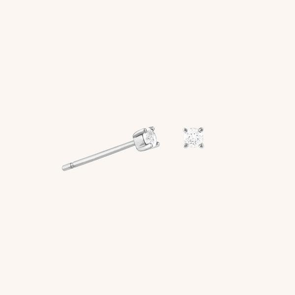 astrid & miyu Diamond Solitaire Stud Earrings in Solid White Gold