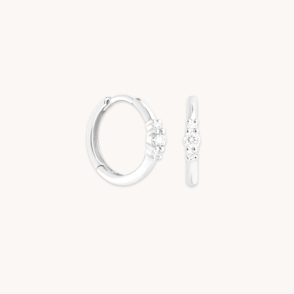 astrid & miyu Diamond Trilogy Hoops in Solid White Gold