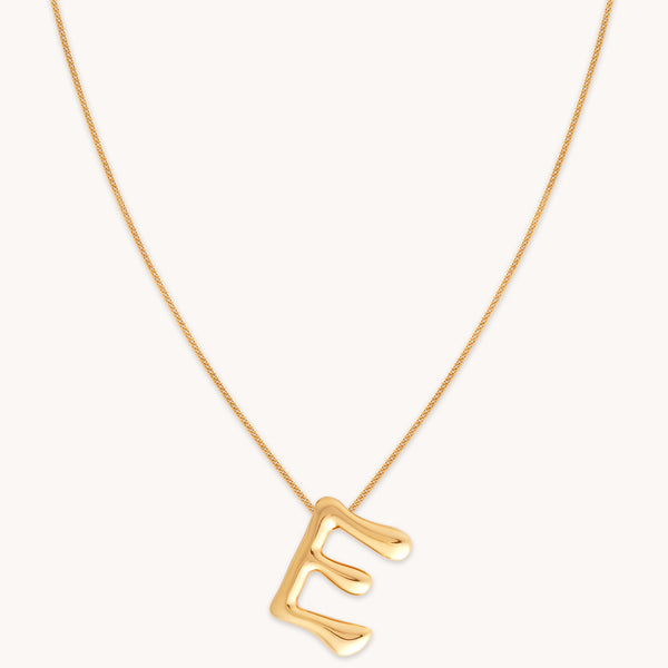 astrid & miyu E Initial Bold Pendant Necklace in Gold
