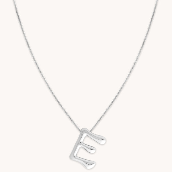 astrid & miyu E Initial Bold Pendant Necklace in Silver