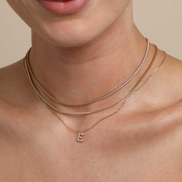 Astrid & Miyu E Initial Pavé Pendant Necklace In Gold