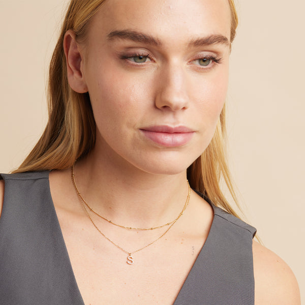 Astrid & Miyu Essential Beaded Chain Necklace In Gold