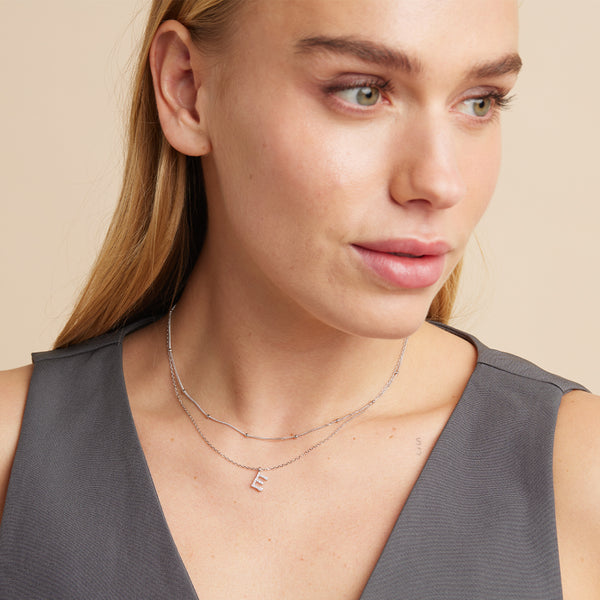 Astrid & Miyu Essential Beaded Chain Necklace In Silver