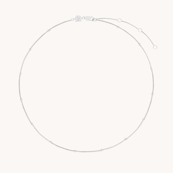 astrid & miyu Essential Beaded Chain Necklace in Silver
