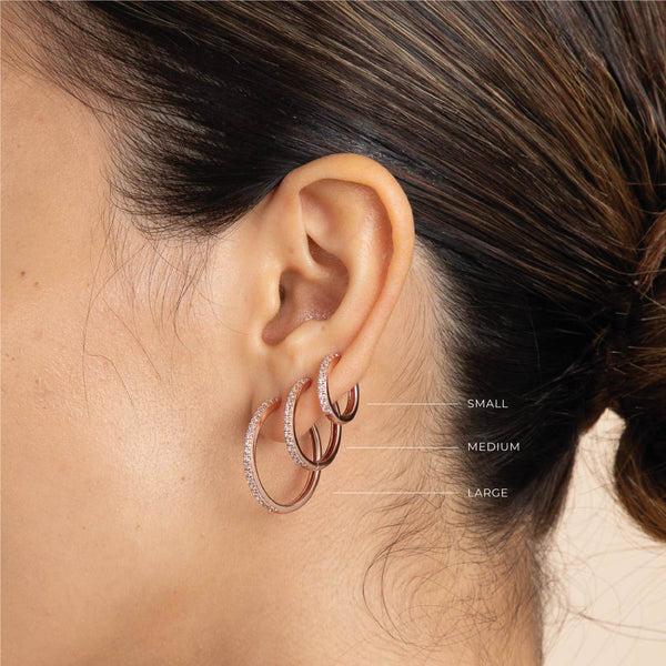 Astrid & Miyu Essential Crystal Large Hoops In Rose Gold