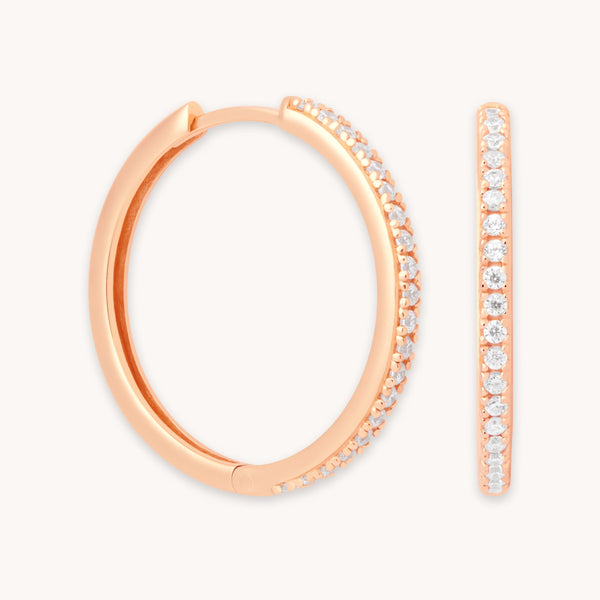 astrid & miyu Essential Crystal Large Hoops in Rose Gold