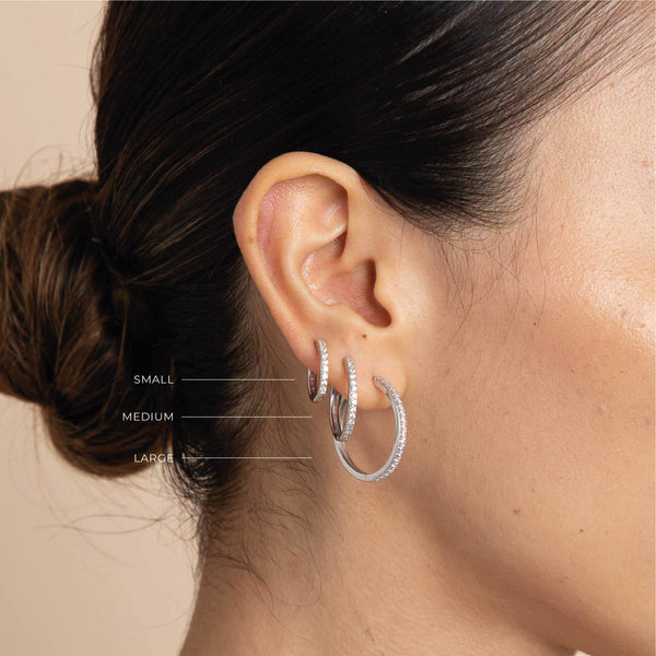 Astrid & Miyu Essential Crystal Large Hoops In Silver