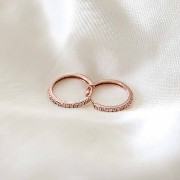 Astrid & Miyu Essential Crystal Medium Hoops In Rose Gold
